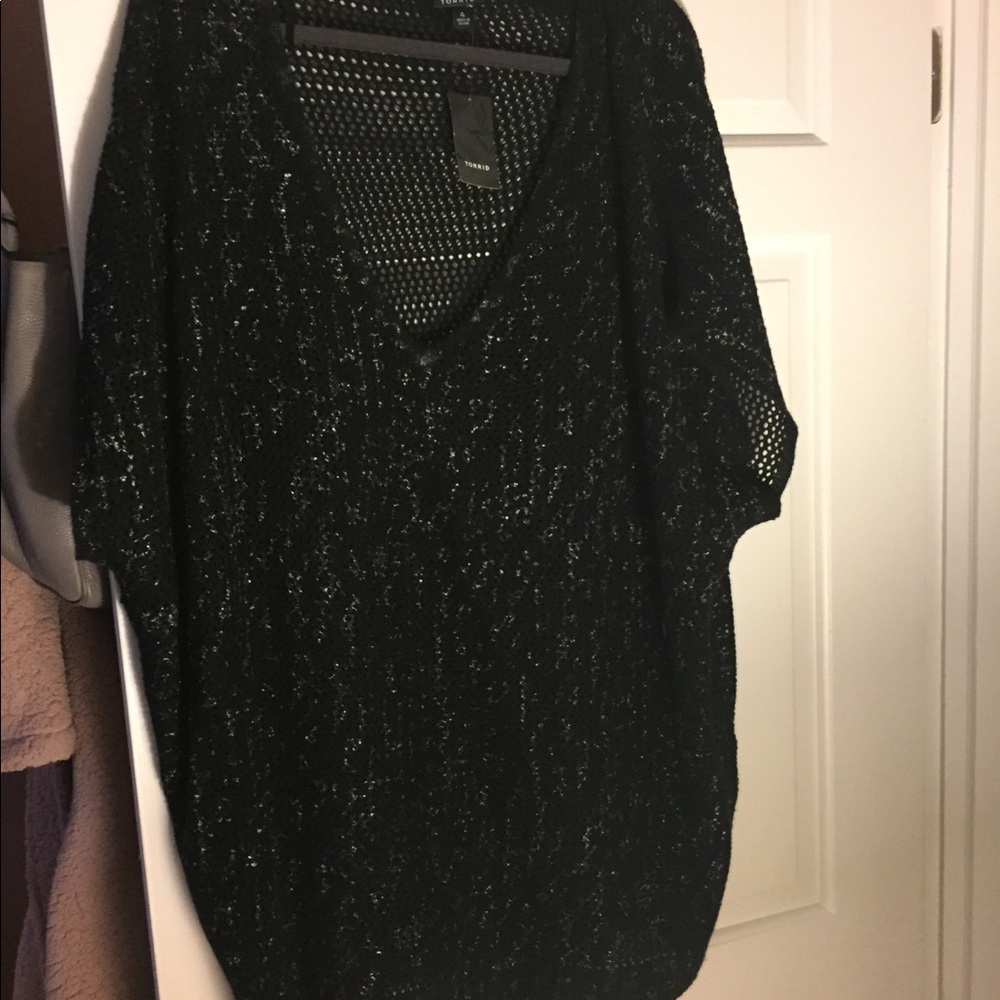 Torrid woven short sleeve sweater